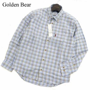 【新品 未使用】 Golden Bear ゴールデンベア 通年 長袖 胸ロゴ ボタンダウン チェック シャツ Sz.M　メンズ　C3T11705_C#C