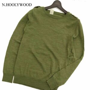 N.HOOLYWOOD ミスターハリウッド 秋冬 エポレット ウール100%★ ニット セーター Sz.S　Nハリ メンズ 緑　C3T11674_C#K