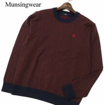 Munsingwear マンシングウェア 秋冬 ウール100%★ ヘリンボーン柄 ニット セーター Sz.L　メンズ ゴルフ　C3T11807_C#K_画像1