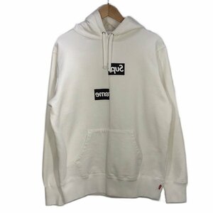 [103-5219] Supreme×COMME des GARCONS SHIRT/18AW Split Box Logo Hooded Sweatshirt /パーカー/ホワイト/サイズS