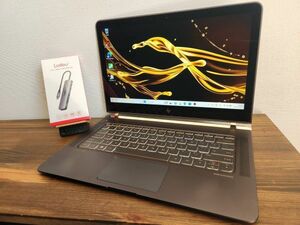 【上位モデル】HP SPECTRE-13-v107tu/PCle接続M.2 NVMe SSD 500GB☆FULL HD/高音質♪Bang & Olufsen/Core i7/8GB/Bluetooth/win11※訳あり