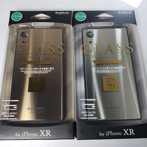 2色セット iPhone XR 背面ガラスシェルケース スクエア ゴールド　シルバー