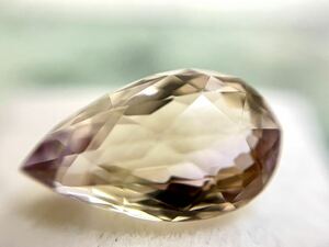 ★１００円オークション！4.50ct パープル & イエロー アメトリン 14.5x8.5mm VS ペアー ローズカット 天然未処理