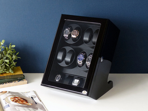 ABIES アビエス ワインディングマシーン 8本巻 縦型 ブラック×ブラック 1年保証 腕時計用ケース 収納