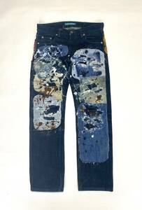 NEIGHBORHOOD ネイバーフッド XS repair paint denim boro patchwork リメイク グランジ クラフトパンツ スタッズ ペイント