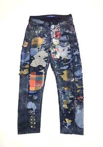 junya watanabe man ジュンヤワタナベマン repair paint boro patchwork 再構築 デニム チノパン リメイク M 検)コムデギャルソン