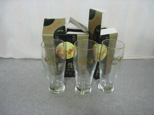  Asahi raw beer black raw glass 3 pieces unused goods novelty goods 