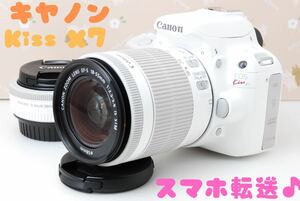 美品★Canon eos Kiss X7 ダブルズーム★ホワイトカラー★スマホ転送OK♪高性能デジタル一眼レフカメラ★