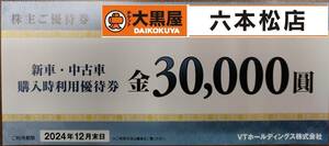 【VTホールディングス株式会社　株主優待券】新車・中古車購入時利用優待券【有効期限：2024年12月末】