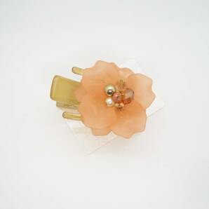 立体フラワー お花 オレンジピンク ヘアクリップ サイド バンスクリップ 中サイズの画像2