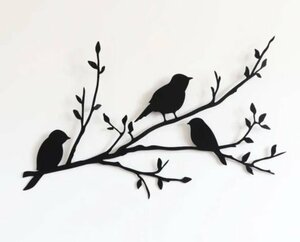 モダンアンティーク調　バロック調　　ブラック　アイアン　小鳥の壁掛け飾り　小鳥のウォールデコレーション