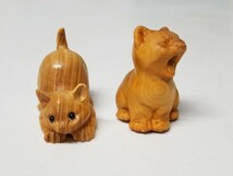 置物 木彫りの猫　２匹_画像2