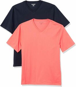 Amazon Essentials] 2枚組 Tシャツ Vネック レギュラーフィット 半袖 メンズ