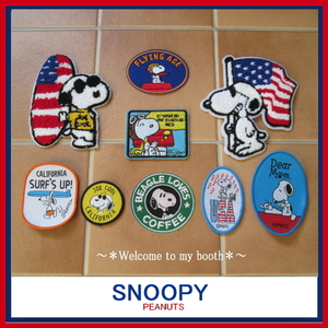 ９種セット◆SNOOPY＊スヌーピー＊ワッペン＊アップリケ＊刺繍◆アイロン＆縫い付け＊もこもこ等(SNWS1５)