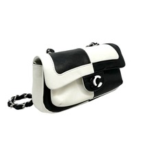 シャネル CHANEL バッグ ショルダーバッグ ラムスキン ブラック ホワイト 黒 白 シルバー金具 ココマーク Sフラップ Sチェーンバッグ_画像2