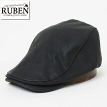 新品 RUBEN ルーベン フェイクレザー ハンチング フリーサイズ ブラック_画像1