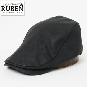 新品 RUBEN ルーベン フェイクレザー ハンチング フリーサイズ ブラック