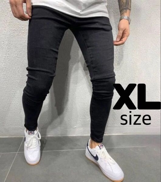 メンズ　デニム　スキニー　XL ブラック　パンツ　ジーパン　ストレッチ