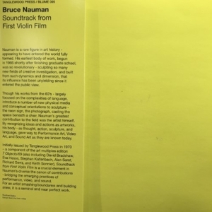 【HMV渋谷】BRUCE NAUMAN/SOUNDTRACK FROM FIRST VIOLIN FILM(BLUME005)