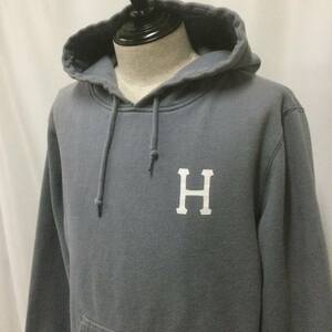 【N286】★HUF★ ハフ プルオーバー ロゴ プリント パーカー Lサイズ 刺繍 ストリート スケートボード 古着 古着卸