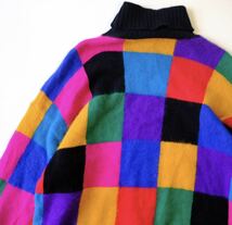 【1980〜90s】ビンテージ　アンゴラモヘア　パッチワークニットセーター　カラフル　アート　海外仕入れ　オーバーサイズ 古着屋_画像6