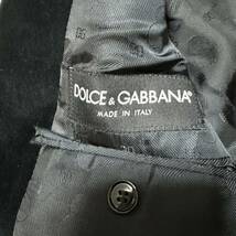 110 極美品●DOLCE&GABBANA ドルチェ&ガッバーナ ドルガバ テーラード ベロア ジャケット アウター 光沢感 裏地DG総柄 メンズ ブラック_画像9