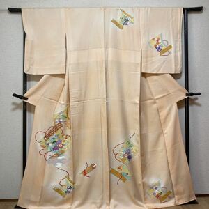 着物　訪問着 付け下げ　正絹　春夏秋冬　和服 花柄　巻物　着丈157cm 裄丈63cm 1219-11m