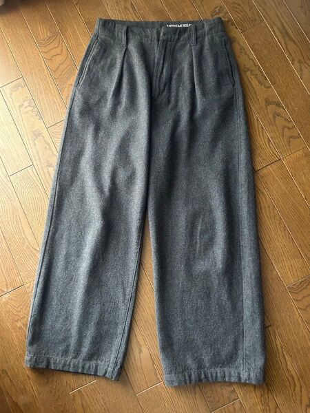 コットン100 グレーのワイドパンツ