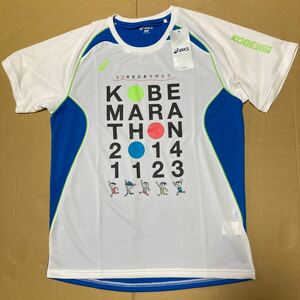 神戸KOBEマラソン2014ランニンググラフィックTシャツasicsアシックス　サイズO半袖