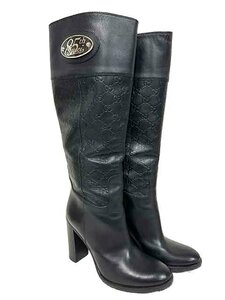 [Используется] Gucci Gucci Boots Ladies Long Boots Black GG 85th 85th Anniversary Model 38c