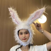 ウサギ耳帽子 被り物 もふもふ ファー コスプレ衣装 クリスマス_画像3