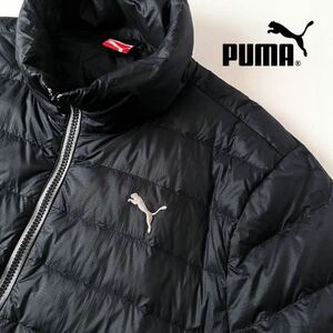 (美品) プーマ PUMA フルジップ ライト ダウンジャケット L ブラック 立ち襟 軽量 ジャケット