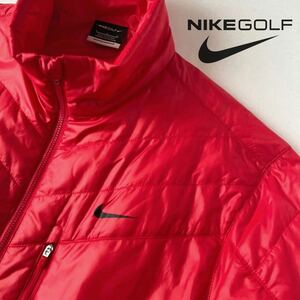 ナイキ ゴルフ NIKE GOLF ダブルジップ 中綿ジャケット L レッド 立ち襟 赤 防風 保温 ジャケット 