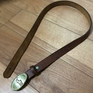 80s 90s RALPH LAUREN ラルフローレン レザー ベルト W26 ブラウン 19mm 本革 ブラスバックル ビンテージ LEATHER BELT 茶 W61～70.5cm