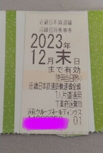 近鉄株主優待乗車券１枚2023年12月末有効