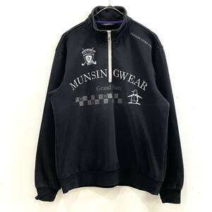 ☆Munsingwear マンシングウェア grandslam ハーフジップスウェットトレーナー プルオーバー ブラック サイズL【送料一律/同梱可能】F