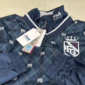 新品★FILA GOLF フィラ ゴルフ FGアーガイル柄 蓄熱 裏地付き 2WAY ネックウォーマー付き プルオーバー★ネイビー★サイズL