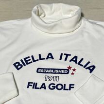 新品★FILA GOLF フィラ ゴルフ フロントロゴ 起毛スムース 保温 長袖タートルネックシャツ★オフホワイト★サイズLL_画像1