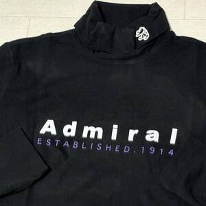 新品★アドミラル ゴルフ Admiral GOLF フロントロゴ 起毛生地 保温 長袖タートルネックシャツ/ブラック/サイズLL/送料185円