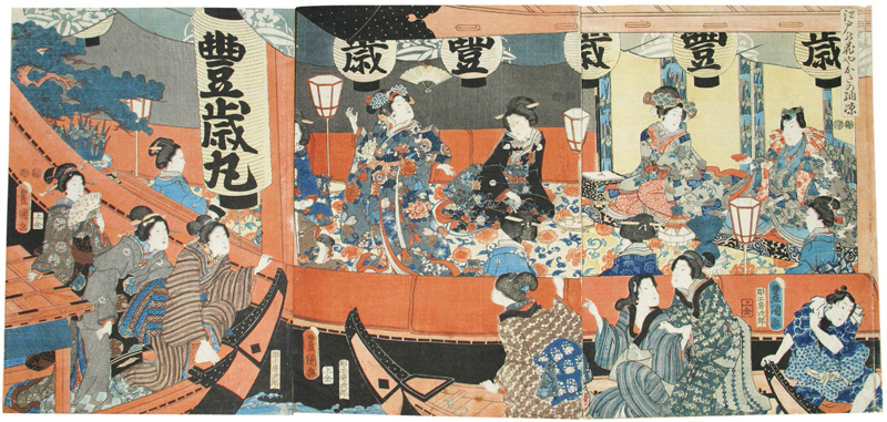 Nishikie : les fleuristes d'Edo profitent des fraîches vacances d'été, Peinture, Ukiyo-e, Impressions, autres
