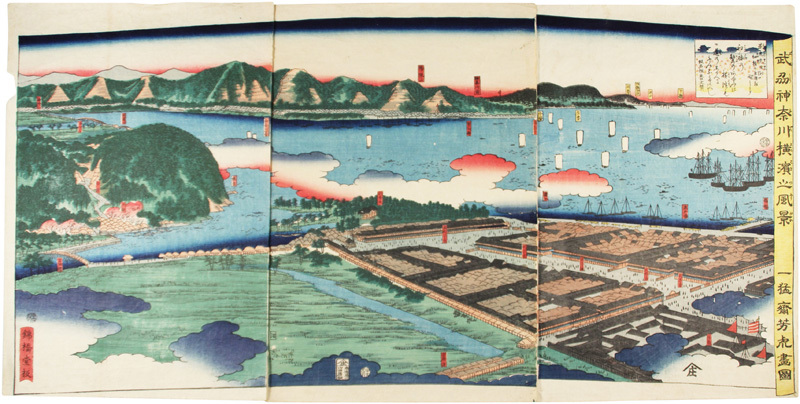 Nishikie: Scenery of Bushu, Kanagawa and Yokohama, Painting, Ukiyo-e, Prints, others