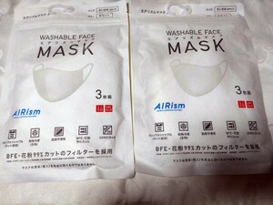 エアリズム マスク ３枚組×２ ちいさめ M ホワイト　非医療用