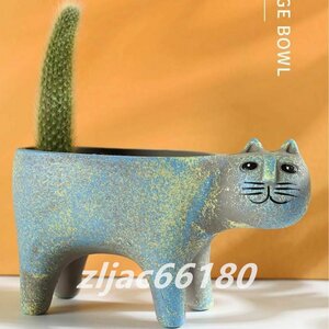 気持ち悪い顔のネコ 観葉植物 プランター 多肉植物 植木鉢 花瓶 グリーン サボテン 動物 インテリア かわいい 鉢植え 花瓶 おしゃれ