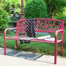 ーデンベンチ ベランダ ベンチ パークベンチ ガーデンチェア アイアン アウトドアメタルベンチ 鋳鉄製のスチールフレームの椅子_画像1