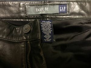 GAP bootfit Leather レザー パンツ サイズ W31 L30 ブラック ギャップ ライダース 革パン 古着