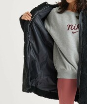 M ナイキ レディース スウッシュ シェルパ コート @22000円 検 WMNS ウィメンズ ボア フリース ロング ジャケット ブラック/黒_画像3