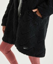 最後 M ナイキ レディース スウッシュ シェルパ コート @22000円 検 WMNS ウィメンズ ボア フリース ロング ジャケット ブラック/黒_画像4