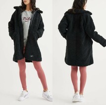 XL ナイキ レディース スウッシュ シェルパ コート @22000円 検 WMNS ウィメンズ ボア フリース ロング ジャケット ブラック/黒_画像1