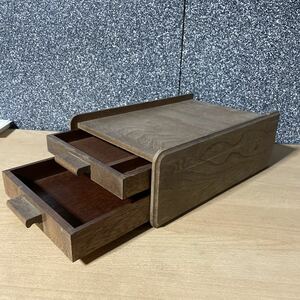 木製 小物 小物入 木箱 レトロ 引出し 小道具 木材 ケース 2段 格安売り切りスタート1048