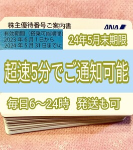 いつでも超速5分 番号通知です 発送も可 年末年始 GWもOK ANA 全日空 株主優待券 搭乗期限24年5月末 1枚 2枚 3枚 4枚 5〜9枚 国内便 割引